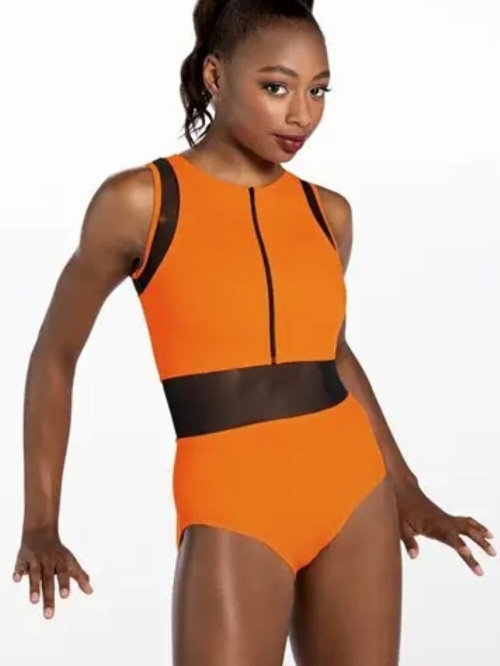 Weissman Mixify Mesh Detail Sleeveless Leotard
